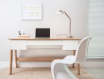 59" Contemporary Large White Wood Desk with 3 drawers