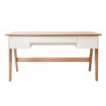 Contemporary 59" white and brown desk with 3 drawers made from MDP wood