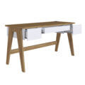 Contemporary 59" white and brown desk with 3 drawers made from MDP wood
