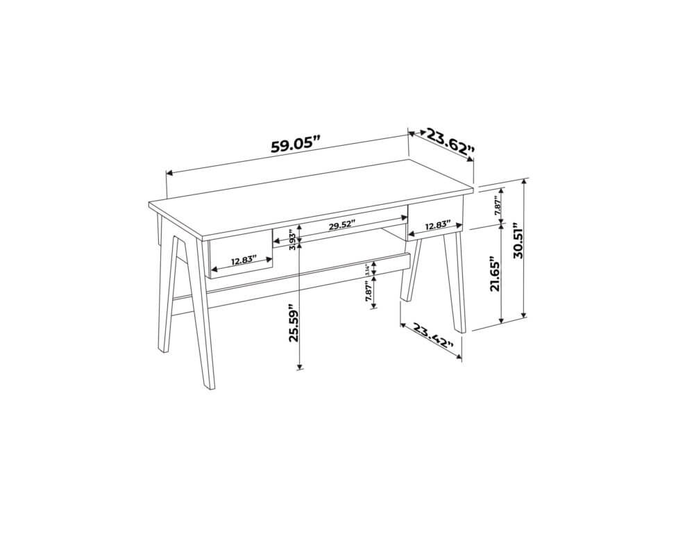 Contemporary style desk dimensions - inches