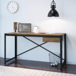 54" Long Industrial Desk made of Wood and Steel Legs with 1 drawer