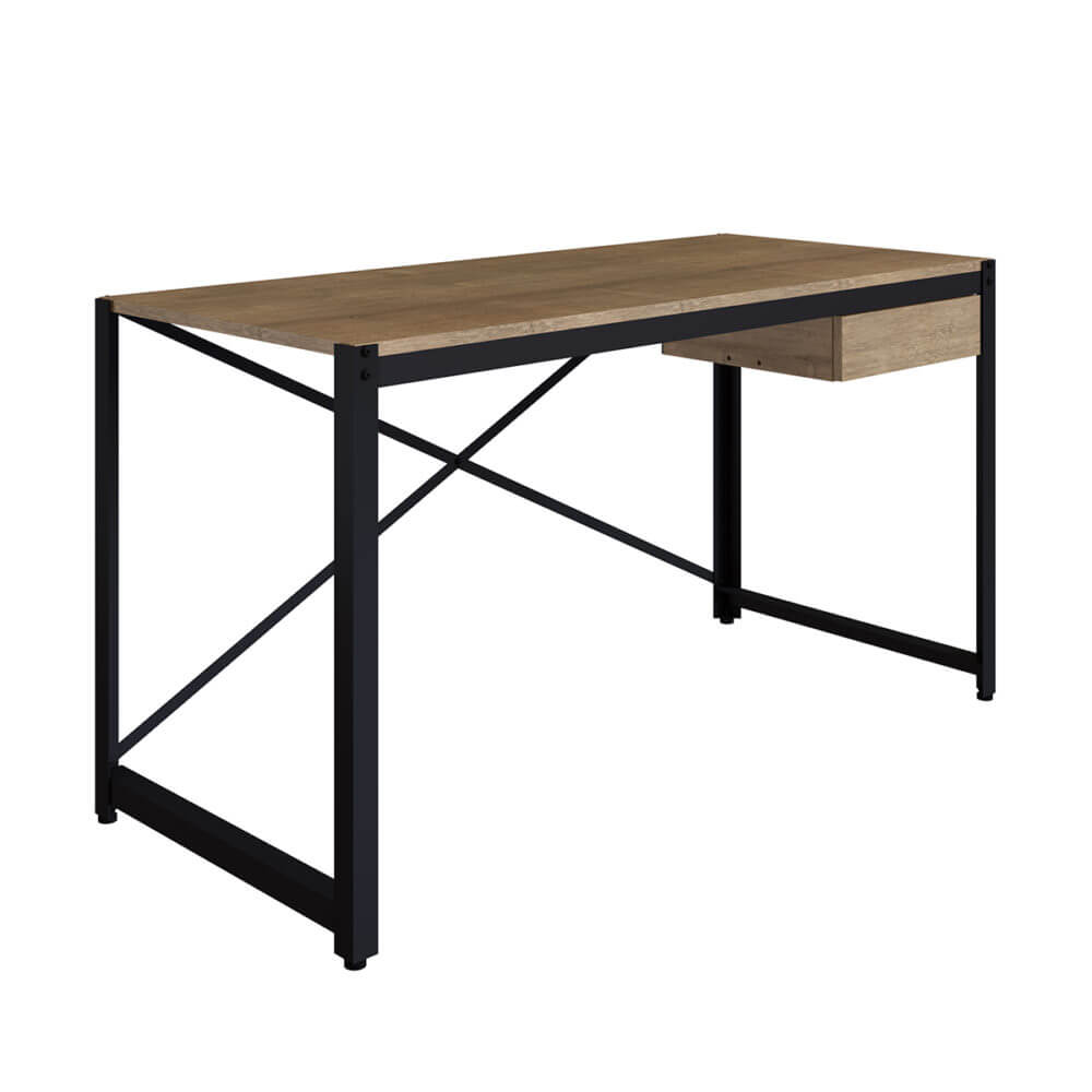 54" Long Industrial Desk made of Wood and Steel Legs with 1 drawer