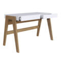 Camila Desk 4 Contemporary 49" white and brown desk with 2 drawers made from MDP wood