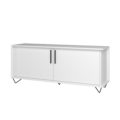 Modern White TV Stand made from MDP wood and black steel modern legs and handles