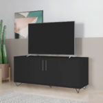 Modern Black TV Stand made from MDP wood and black steel modern legs