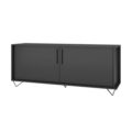 Modern Black TV Stand made from MDP wood and black steel modern legs