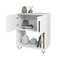 Modern White Cabinet with intern storage made from MDP wood and black steel modern legs and handles