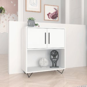Modern White Cabinet made from MDP wood and black steel modern legs and handles
