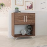 Modern Brown Cabinet made of MDP wood and silvery steel modern legs and handles