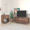 Modern Brown TV Stand and Cabinet made from MDP wood and silvery steel modern legs