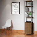 Industrial bookcase made of MDP Wood and black steel frame with 4 shelves and 1 closed storage area