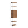 Industrial bookcase made of MDP Wood and black steel frame with 4 shelves and 1 closed storage area