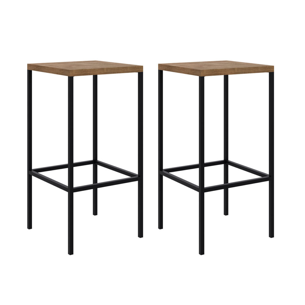 27816_Mabel_Bar_Stools_04 2 squared high industrial style bar stools. Made of MDP Wood and black steel legs
