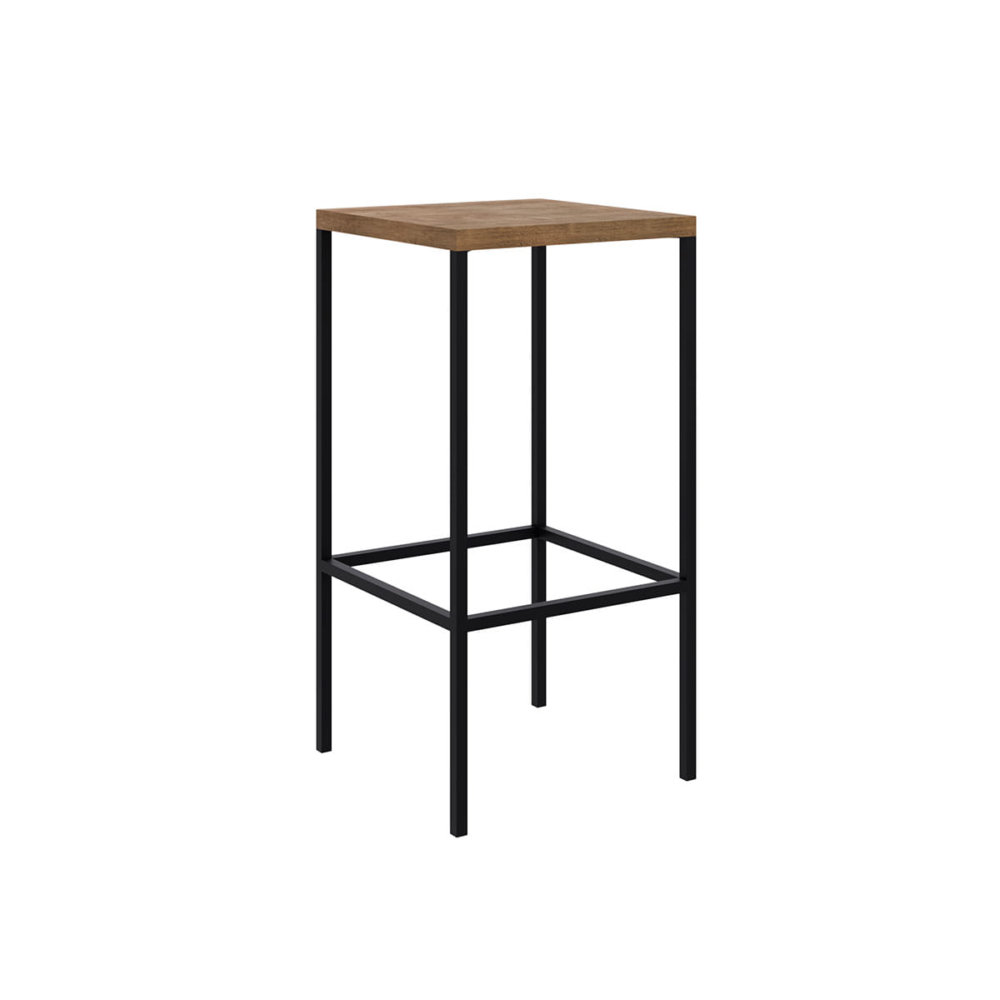 27816_Mabel_Bar_Stools_05 Squared high industrial style bar stool. Made of MDP Wood and black steel legs