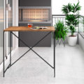 27817_ana_dining_table_01 Counter Height Industrial Table. MDP wood and black steel legs in a balcony