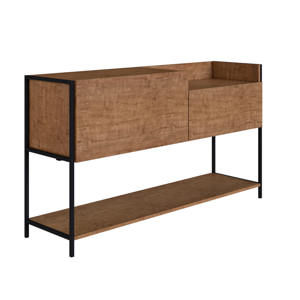 Industrial Style Buffet with 1 closed storage spaces and 1 drawer. Made of wood and black steel legs