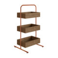 Industrial style organizer with 3 boxes. Made of wood and coppery color pipe steel frame
