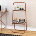 Industrial Ladder Style Decorative Organizer with 2 shelves. Made of Coppery steel pipe and wood