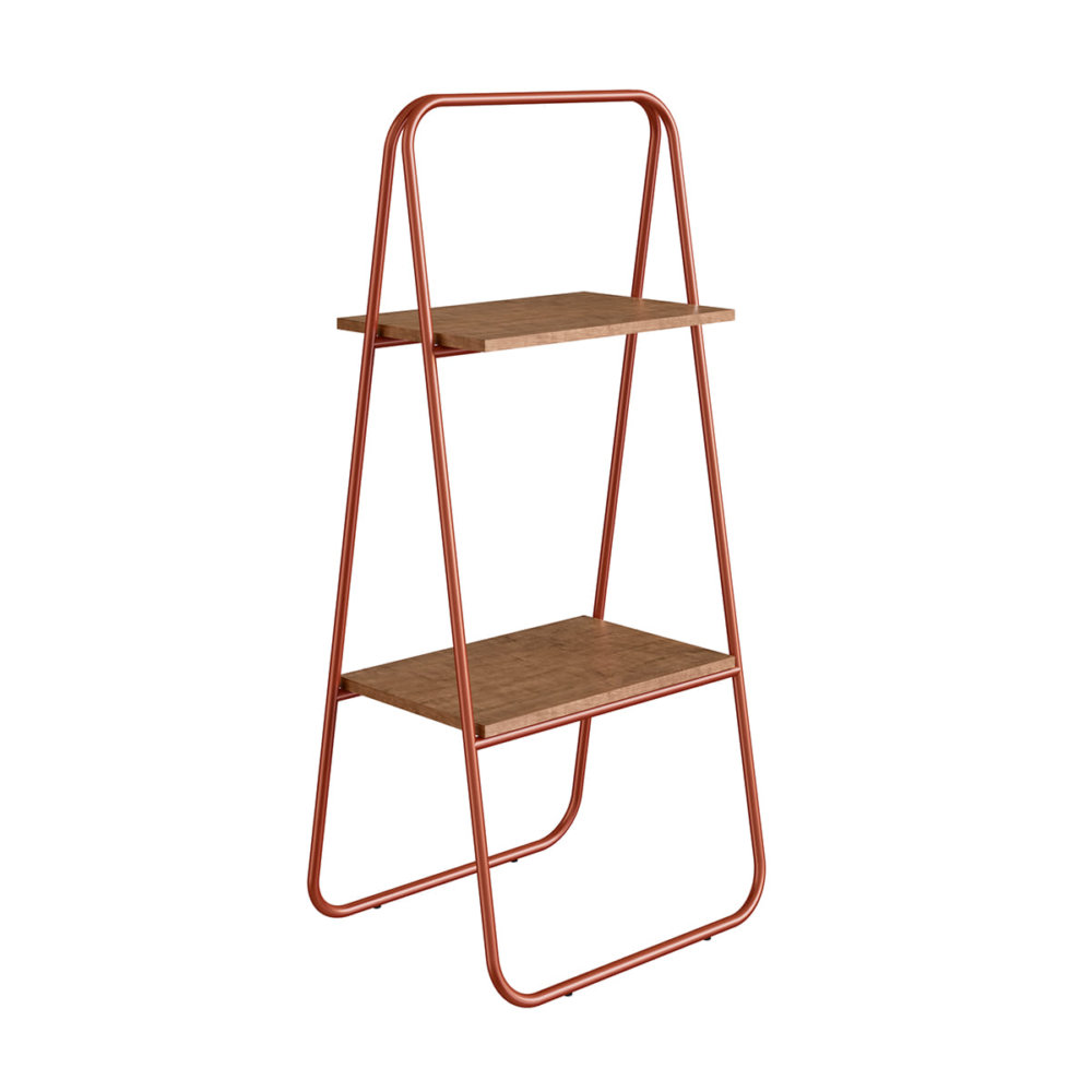Industrial Ladder Style Decorative Organizer with 2 shelves. Made of Coppery steel pipe and wood