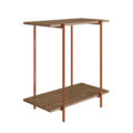 27869 Tristao Side Table-2 Industrial style side table with 1 shelf made from wood and coppery steel legs