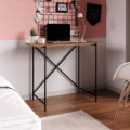 27873 Eloi Desk-1 Small Industrial style simple desk made from wood and black steel legs