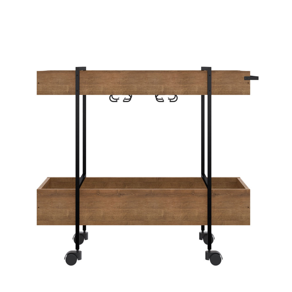 27813_Mateus Bar Cart_03 Industrial Style Bar Cart Made of MDP wood and black steel legs with wheels