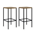 2 squared high industrial style bar stools. Made of MDP Wood and black steel legs