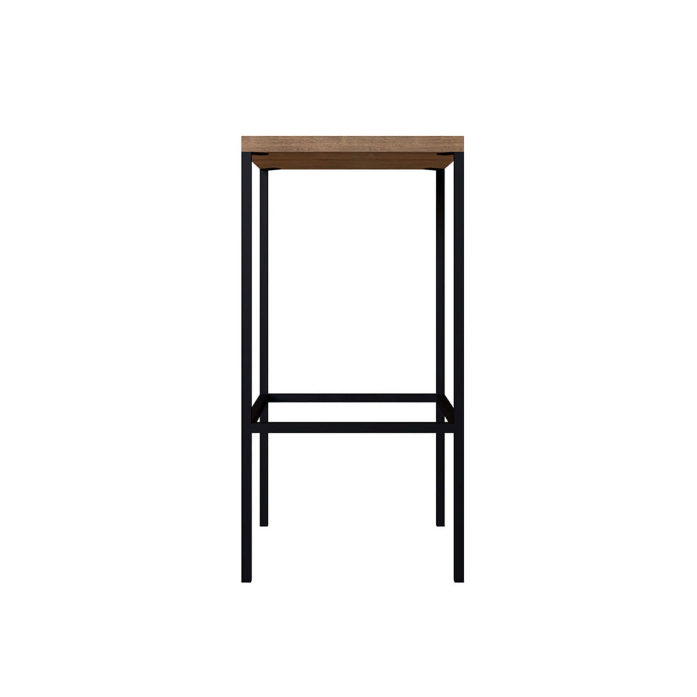Squared high industrial style bar stool. Made of MDP Wood and black steel legs