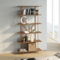 27875 Camilo Bookcase-1 Large industrial bookcase or kitchen shelves with 5 shelves made from wood and coppery steel frame